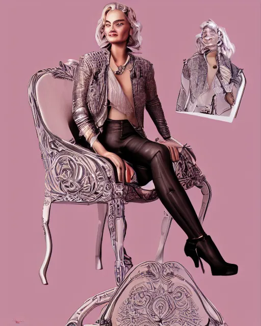Prompt: highly detailed chair in the form of a margot robbie, trending on artstation, intricate details, energetic composition, concept art, illustration, elegant art, global illumination