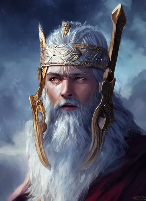 Image similar to king of gods odin, cg original, by wlop