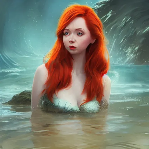 Image similar to Karen Gillian as the little mermaid by Stanley Artgerm Lau, WLOP, James Jean, Andrei Riabovitchev, Marc Simonetti, Yoshitaka Amano, ArtStation, CGSociety