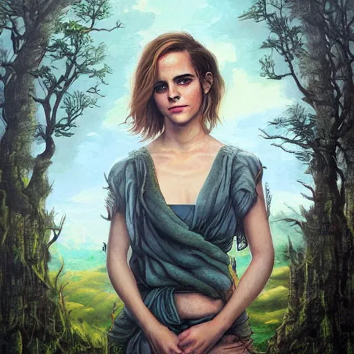 Image similar to a portrait of emma watson in a scenic environment by mohrbacher peter