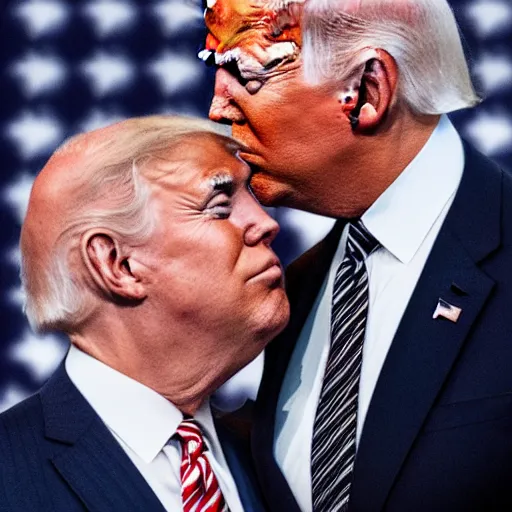 Image similar to donald trump kissing joe biden presidential portrait