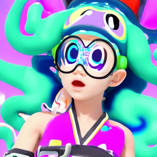 Prompt: portrait of a splatoon idol