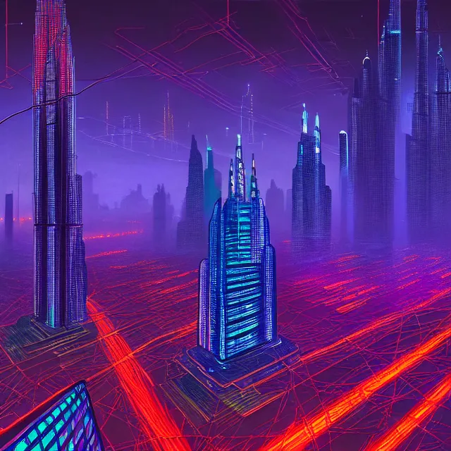 Prompt: futuristic cubes!!!!!! connected with glowing wires, centered, symmetry, painted, intricate, volumetric lighting, beautiful, rich deep colors masterpiece, sharp focus, ultra detailed, in the style of dan mumford and marc simonetti, with a clear crowded futuristic cyberpunk dubai city in the background, astrophotography