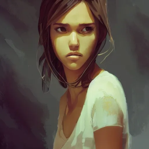 Prompt: jessica alba by greg rutkowski, makoto shinkai, takashi takeuchi, studio ghibli, akihiko yoshida, rule of thirds, seductive look, beautiful