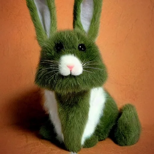 Image similar to little anthropomorphic bunny, green eyes, light brown fur, light hair, wlop