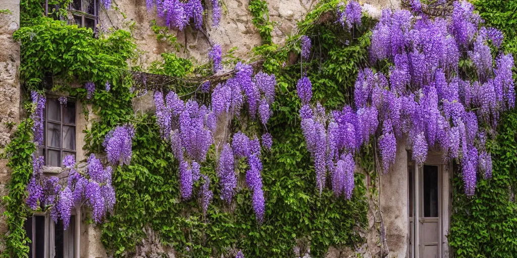 Prompt: photo of a ancient roman house with wisteria flowers, wallpaper, arhitectural shot, national geographic, award arhitectural photography, professional arhitectural photography, sunny, day time, beautiful, warm light, fernando guerra, tekla evelina severin, karen vikke