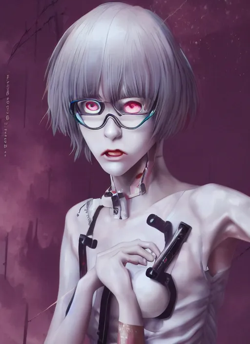 Image similar to rei ayanami horror version, fluent composition, concept art, ambient light, 4 k, intricate details, highly professionally detailed, cgsociety, highly detailed -