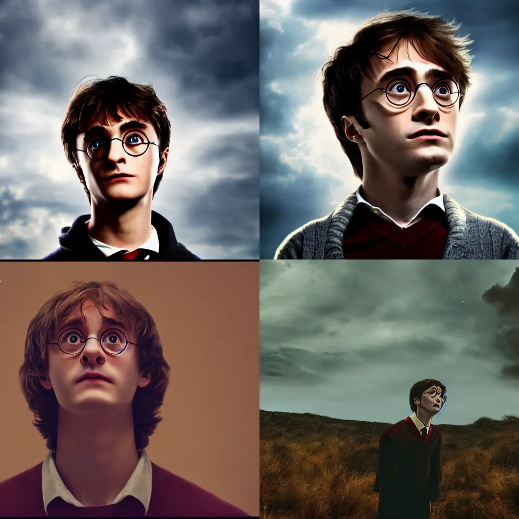 Prompt: harry potter stoned out of his mind gazing at the sky 8k, cinematic, dslr,