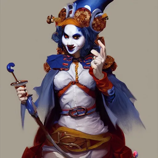 Image similar to a ferret dressed as a jester, d & d, fantasy, intricate, elegant, highly detailed, digital painting, artstation, concept art, matte, sharp focus, illustration, hearthstone, art by artgerm and greg rutkowski and alphonse mucha