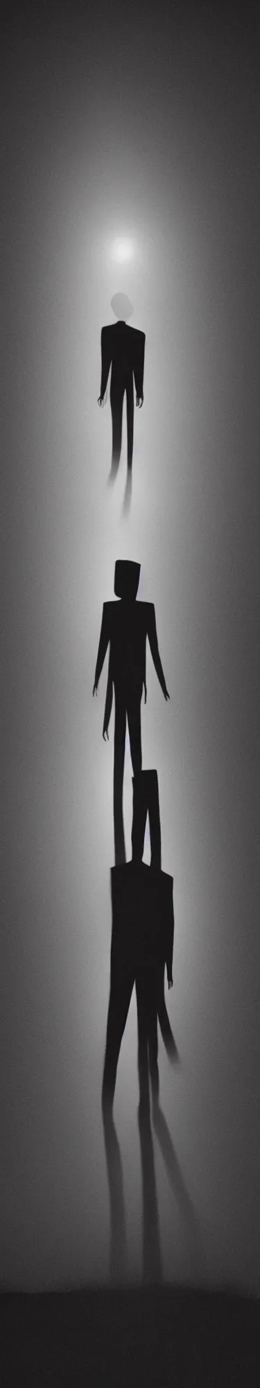 Prompt: Full body Portrait of slenderman backlit by sodium street lights