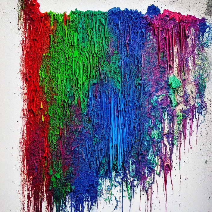 Image similar to melted crayons on a white background, negative space, ray tracing, psychedelic, intricate, dripping, very complex, textured, photography