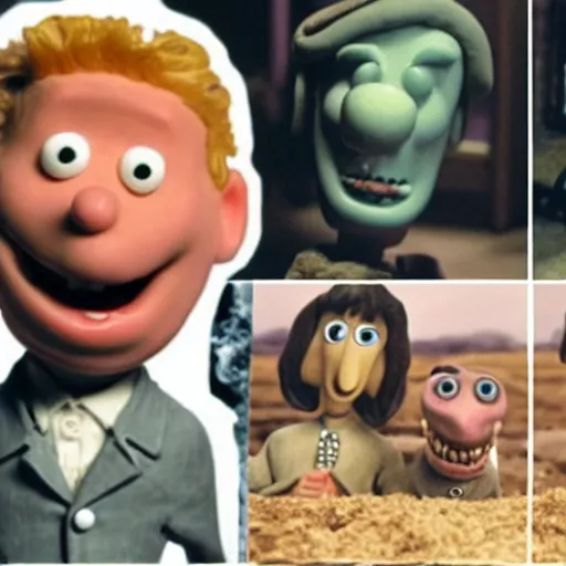 Image similar to Wallace and Gromit meet david bowie