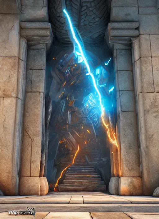 Image similar to An epic fantasy comic book style painting of a laser Shipibo textile doorway to eternity, unreal 5, DAZ, hyperrealistic, octane render, dynamic lighting