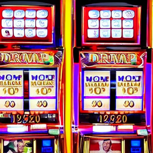 Image similar to donald drump playing slot machine