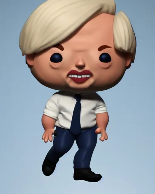 Image similar to full body 3d render of boris johnson as a funko pop, studio lighting, white background, blender, trending on artstation, 8k, highly detailed