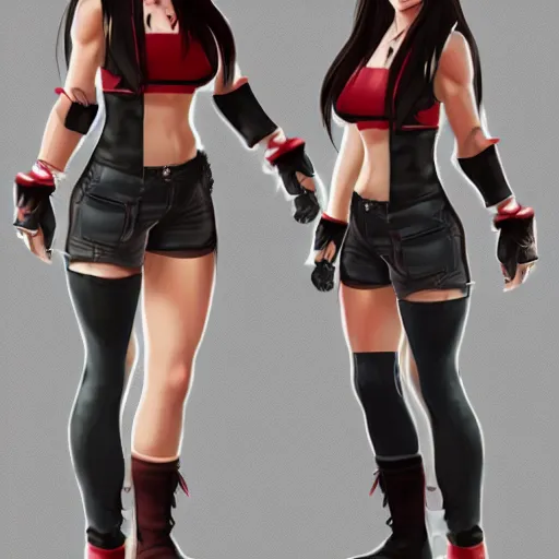 Image similar to full body concept of tifa lockhart, trending on artstation