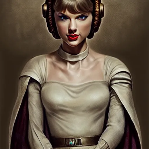 Prompt: taylor swift as princess leia in star wars, by jean - baptiste monge