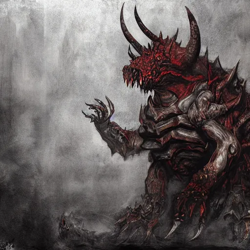 gigantic bowser demonic with huge horns and scales and | Stable Diffusion