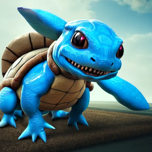 Image similar to photography of a realistic wartortle animal, ultra detailed, 8 k, cinematic lighting, natural background, trending on artstation, pokemon