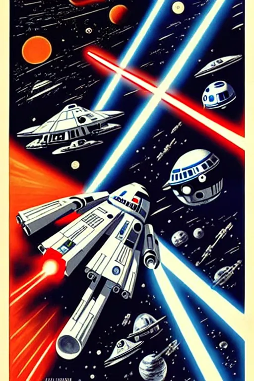 Image similar to star wars, space, spaceship, ussr poster, art by grewski