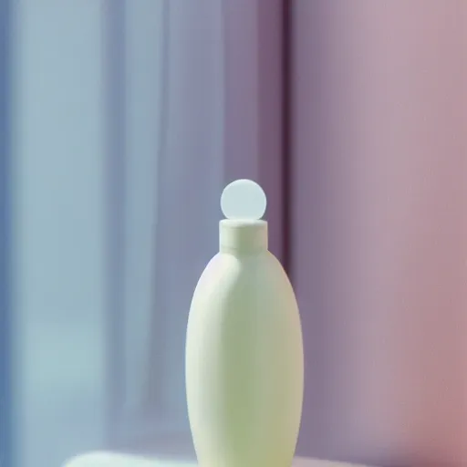 Image similar to perfume bottle on window sill in a pastel room by peter tarka in an ivory room well contoured smooth fair walls, up close shot, sharp focus, octane highly render, 4 k, ultra hd,