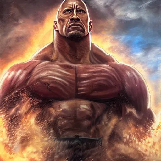 Prompt: Dwayne Johnson as an armored titan in Attack on Titan, oil on canvas, intricate, portrait, 8k, HDR