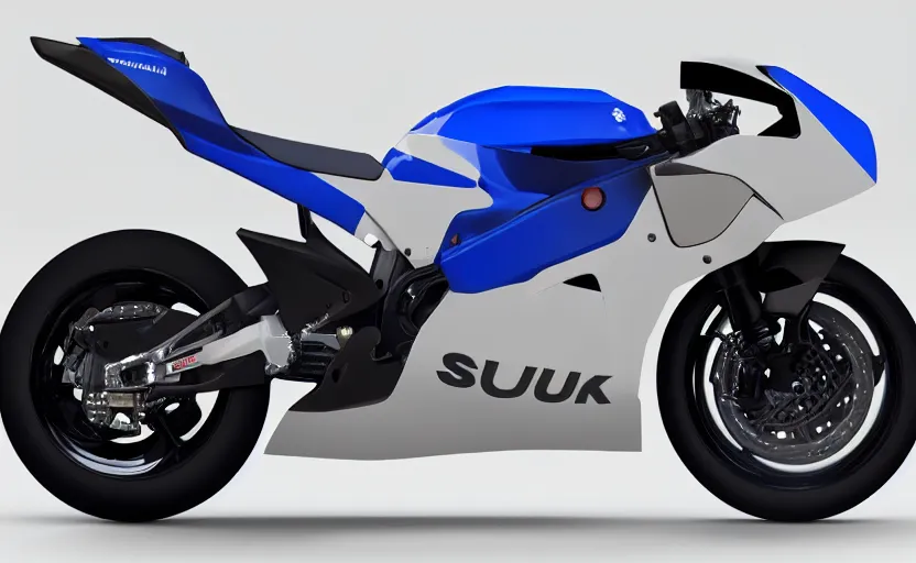 Prompt: suzuki flying prototype, motorbike, superbike, symmetrical mechanical features, designed by polestar, artificial fog, elegant design, aurora lights background, brushed blue paint, black wheel rims, hard surfaces modelling, show room scene, dramatic lighting, hyper realistic rendering, made in solidworks, bokeh effect, 1 5 0 mm, sharp focus, 4 k