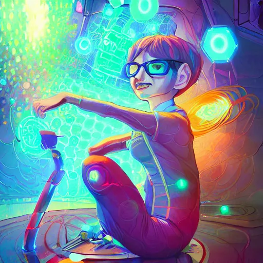 Image similar to skill magic geek inside matrix deepdream radiating a glowing aura stuff loot legends stylized digital illustration video game icon artstation lois van baarle, ilya kuvshinov, rossdraws,