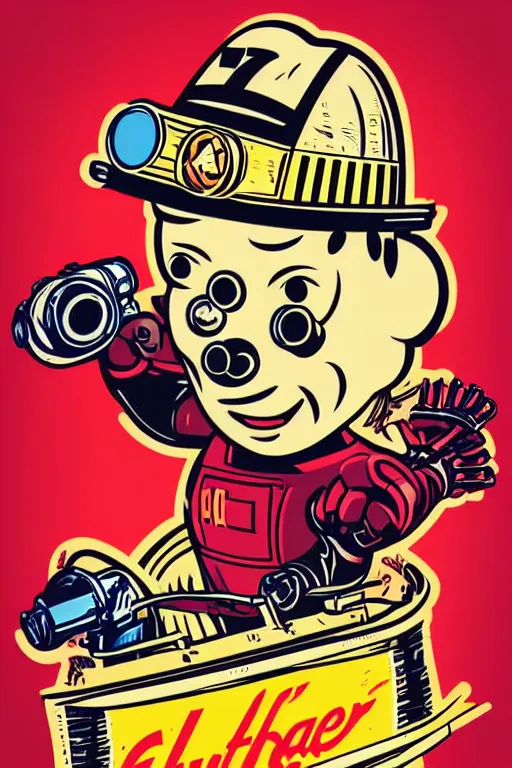 Image similar to fallout 7 6 retro futurist illustration art by butcher billy, sticker, colorful, illustration, highly detailed, simple, smooth and clean vector curves, no jagged lines, vector art, smooth andy warhol style