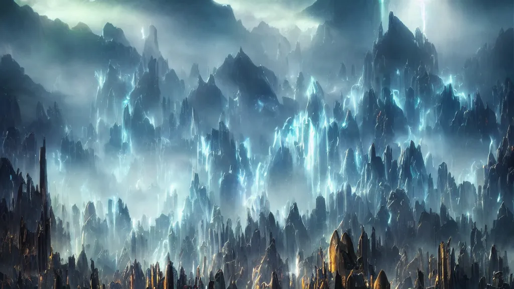 Image similar to incredible protoss city marc adamus, beautiful dramatic lighting