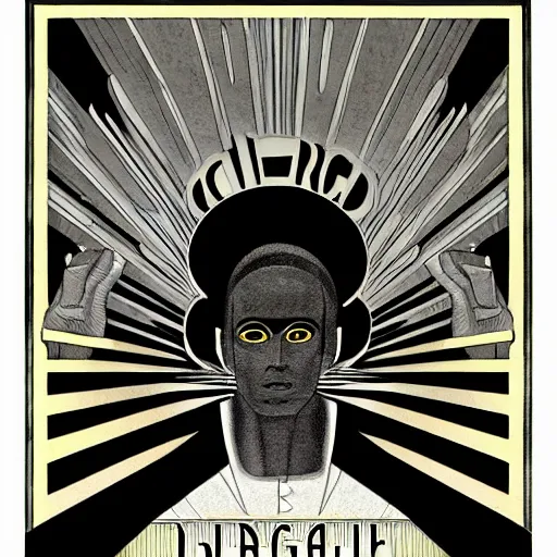 Image similar to dark enlightenment, Nigredo, art deco