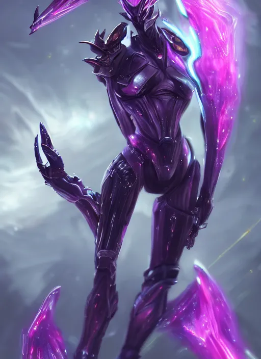 Prompt: cinematic body shot, cosmic beautiful stunning giant robot mechan hot female dragon goddess, sharp sleek cyborg dragon head, sharp metal ears, smooth purple eyes, smooth fuschia skin, smooth silver armor, nebula size, epic proportions, epic scale, macro furry, furry art, dragon art, goddess art, giantess art, warframe, warframe fanart, furaffinity, octane