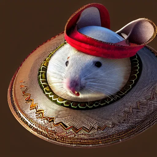 Prompt: rat wearing sombrero 4 k