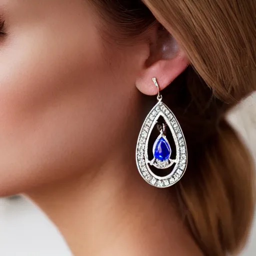 Image similar to teardrop sapphire earrings. great gatsby