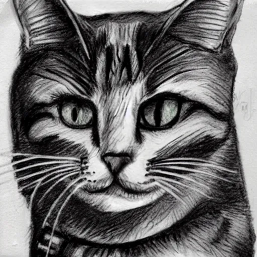 Prompt: a hand - drawing scrawl : a cat