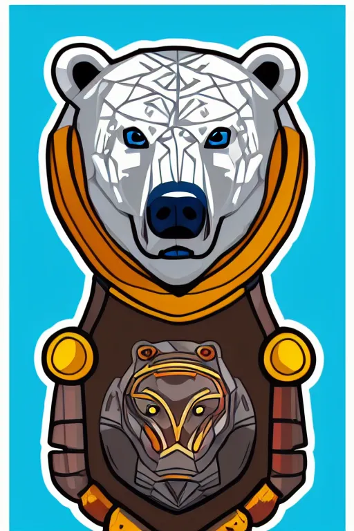 Image similar to Portrait of a polar bear, knight, medieval, sticker, colorful, illustration, highly detailed, simple, smooth and clean vector curves, no jagged lines, vector art, smooth