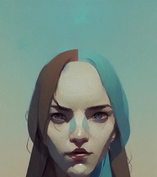 Image similar to portrait of a woman raised on the island face tatooes by atey ghailan, by greg rutkowski, dynamic lighting, gradient light blue, brown, blonde cream and white color scheme, grunge aesthetic