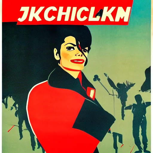 Prompt: soviet propaganda poster featuring michael jackson