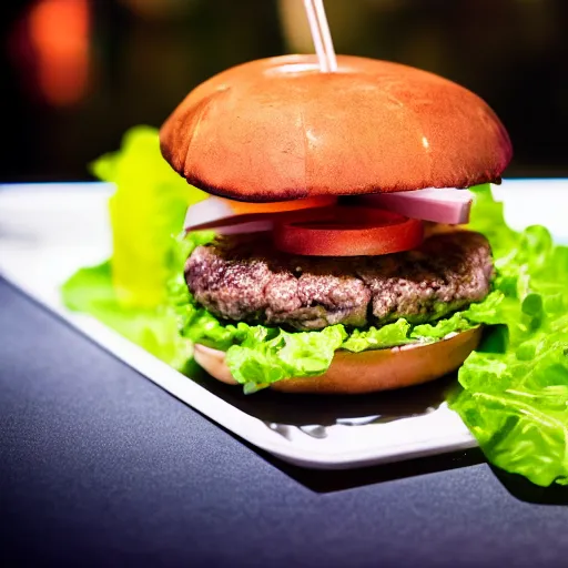 Image similar to a juicy hamburger in a giant aquarium filled with coke, 8 k resolution, studio lighting, sharp focus, professional food photography, hyper - detailed