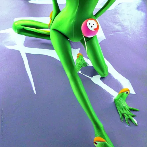 Image similar to Kermit the Frog as Rei Ayanami in Neon Genesis Evangelion