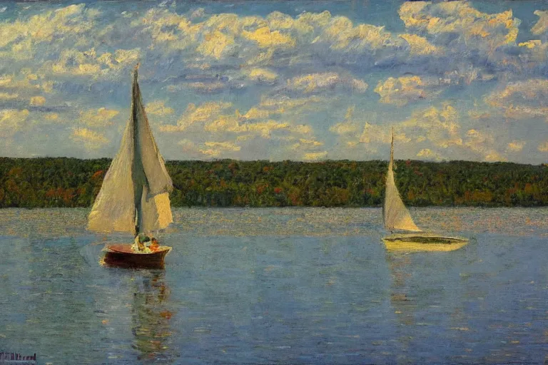 Prompt: painting of / lake mendota / by william woodward, painterly, impressionistic