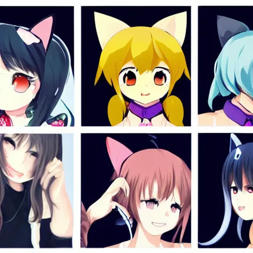 Prompt: anime girls with cat ears, trending on pixiv