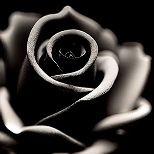 Image similar to award - winning macro of a beautiful black rose made of glowing molten magma