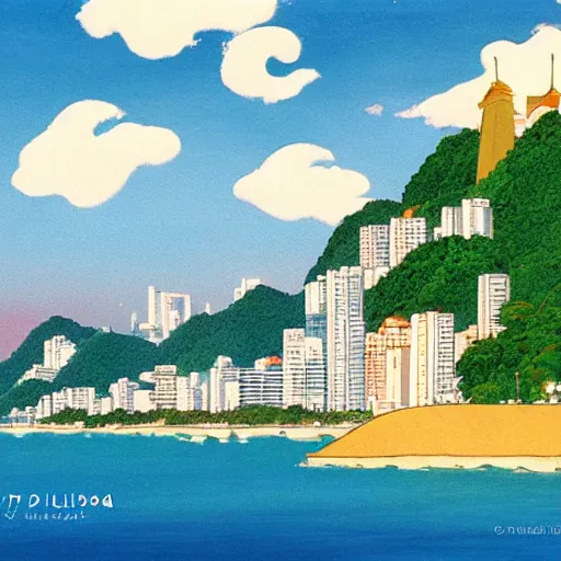 Image similar to Rio de janeiro by studio ghibli