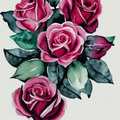 Prompt: watercolor gothic roses