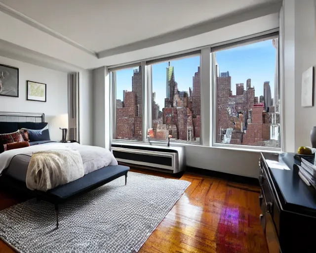 Prompt: open bedroom in new york city.