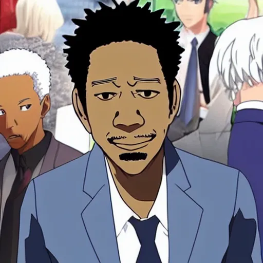 Prompt: Morgan Freeman as an Anime character