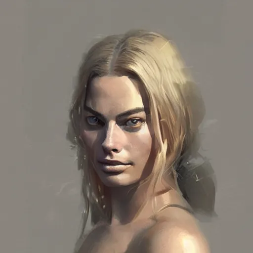 Prompt: “Portrait of Margot Robbie by Greg Rutkowski, young, attractive, highly detailed portrait, scifi, digital painting, artstation, concept art, smooth, sharp foccus ilustration, Artstation HQ”