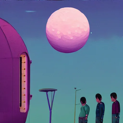 Prompt: a purple moon simon stalenhag high detail