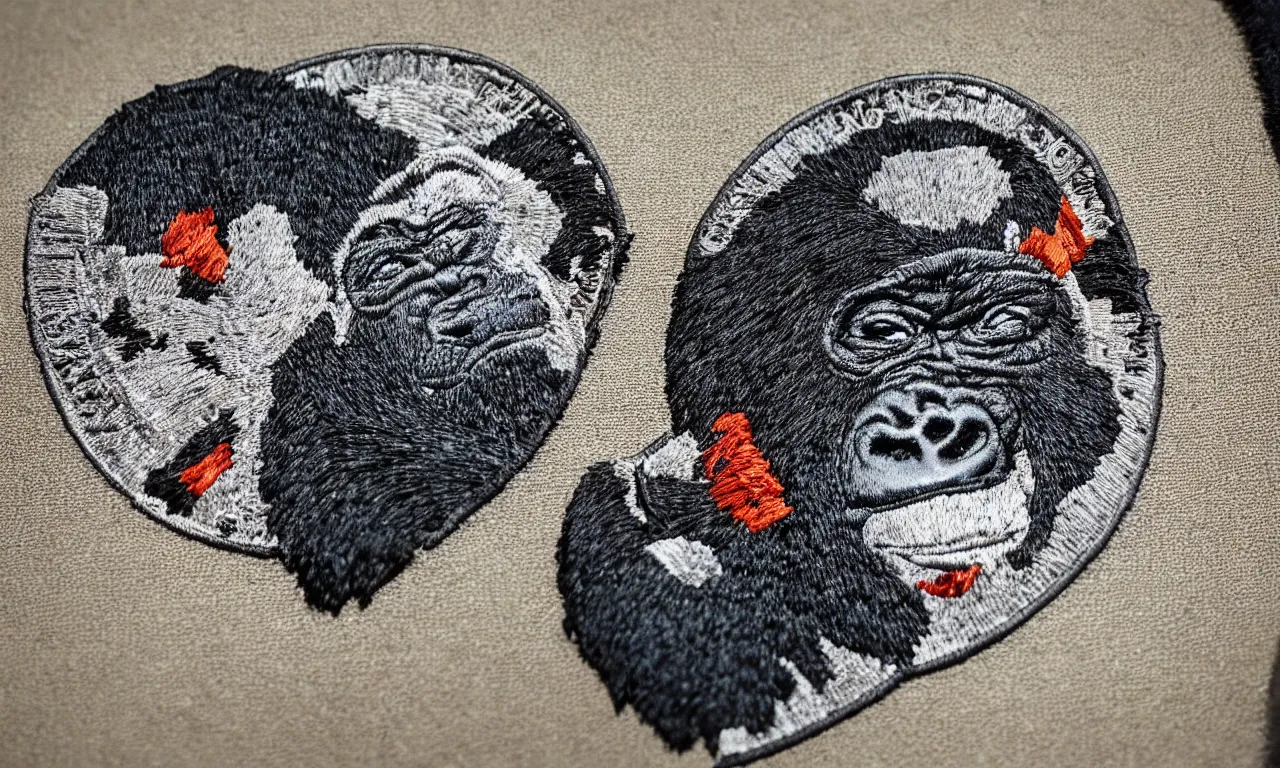 Image similar to a gorilla climbing a radio communications tower. round, circular embroidered us radar corps patch 8 k /